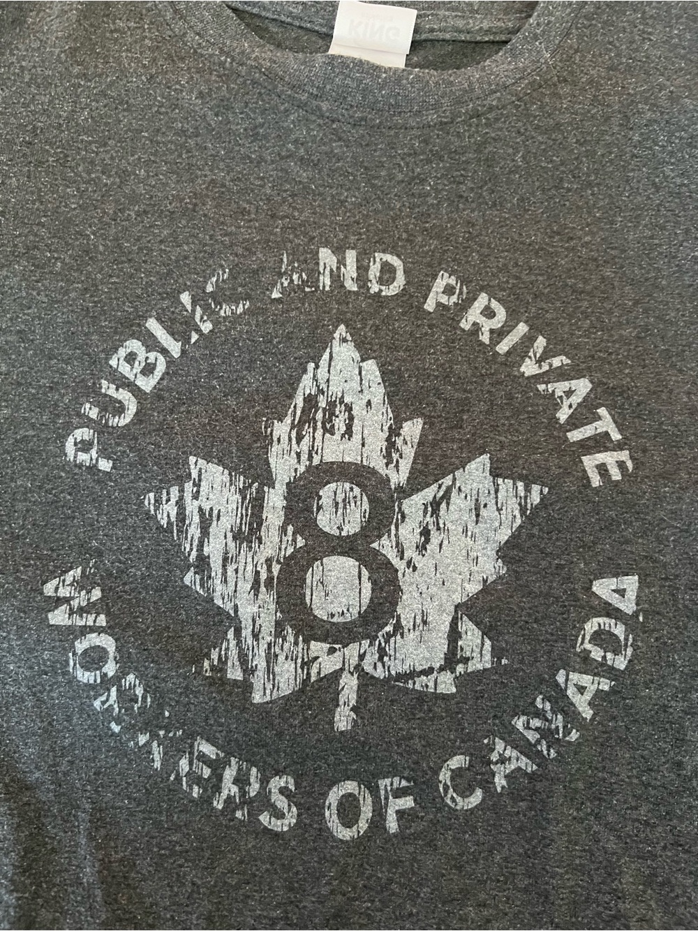 PPWC Public & Private Workers of Canada Graphic T-Shirt Gray Size Large - Picture 4 of 7